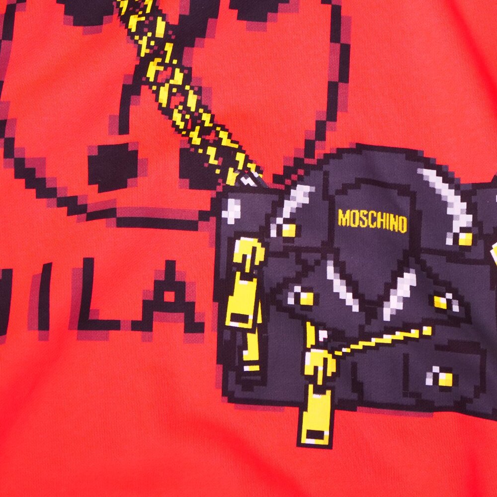 Moschino Pixel Capsule Short Hooded Dress In Red - Picture 6 of 8